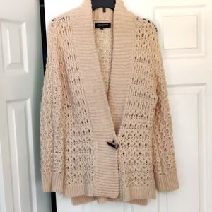 Large Jones New York beige cardigan sweater